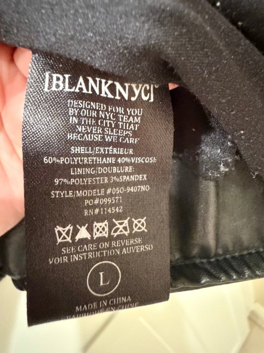 Blank NYC Black Faux Leather Moto Jacket Size Large Biker Zip Jacket - Picture 4 of 5